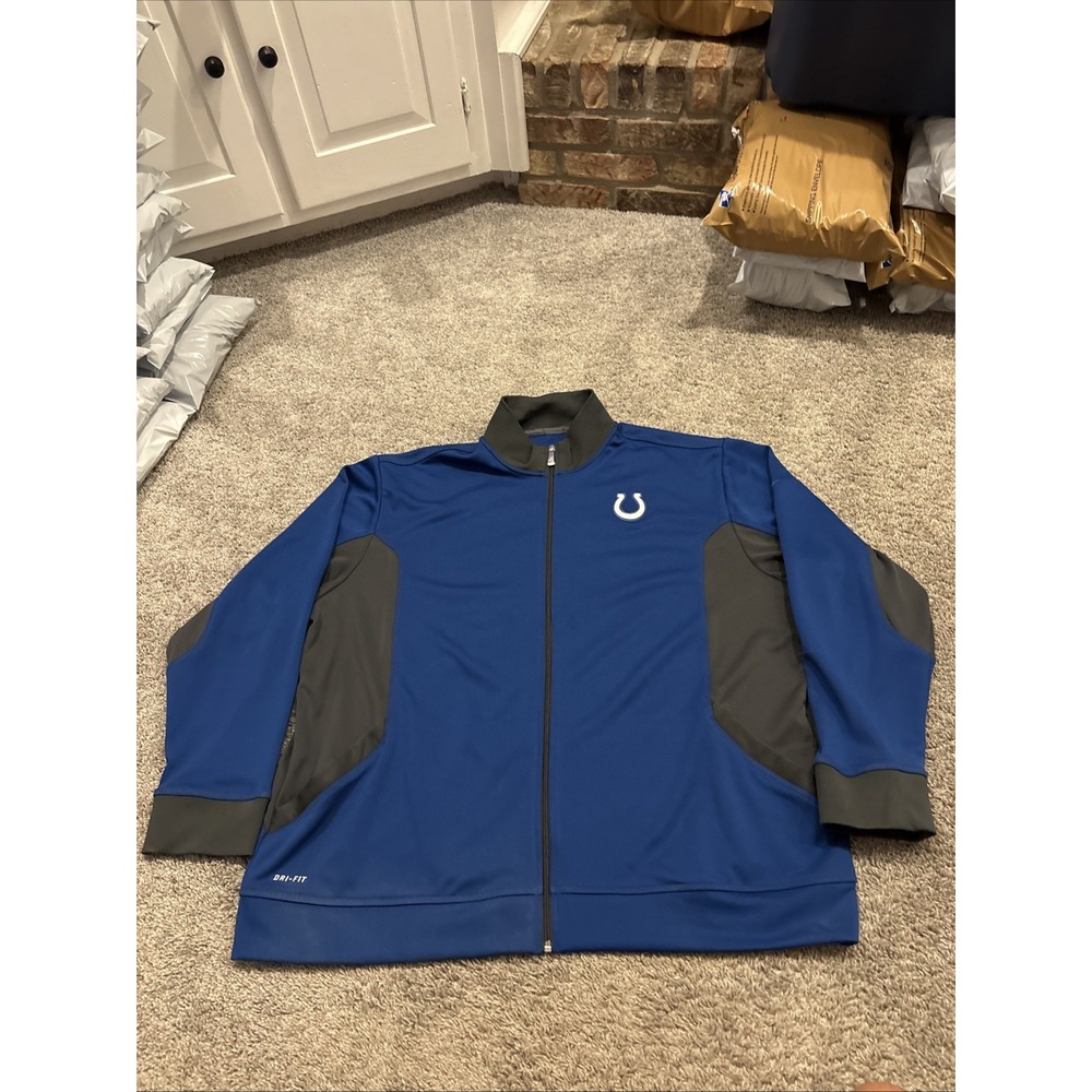 NFL Colts Blue Nike On Field Sideline Full Zip Up Pullover Jacket 3XL Football